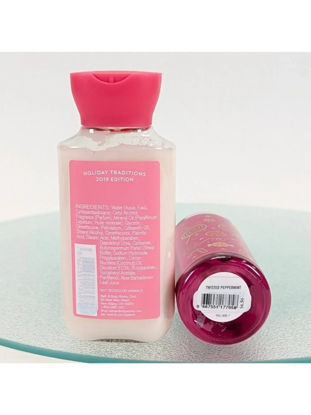 Bath & Body Works TWISTED PEPPERMINT Fragrance Mist & Lotion 3 oz Travel Set BBW